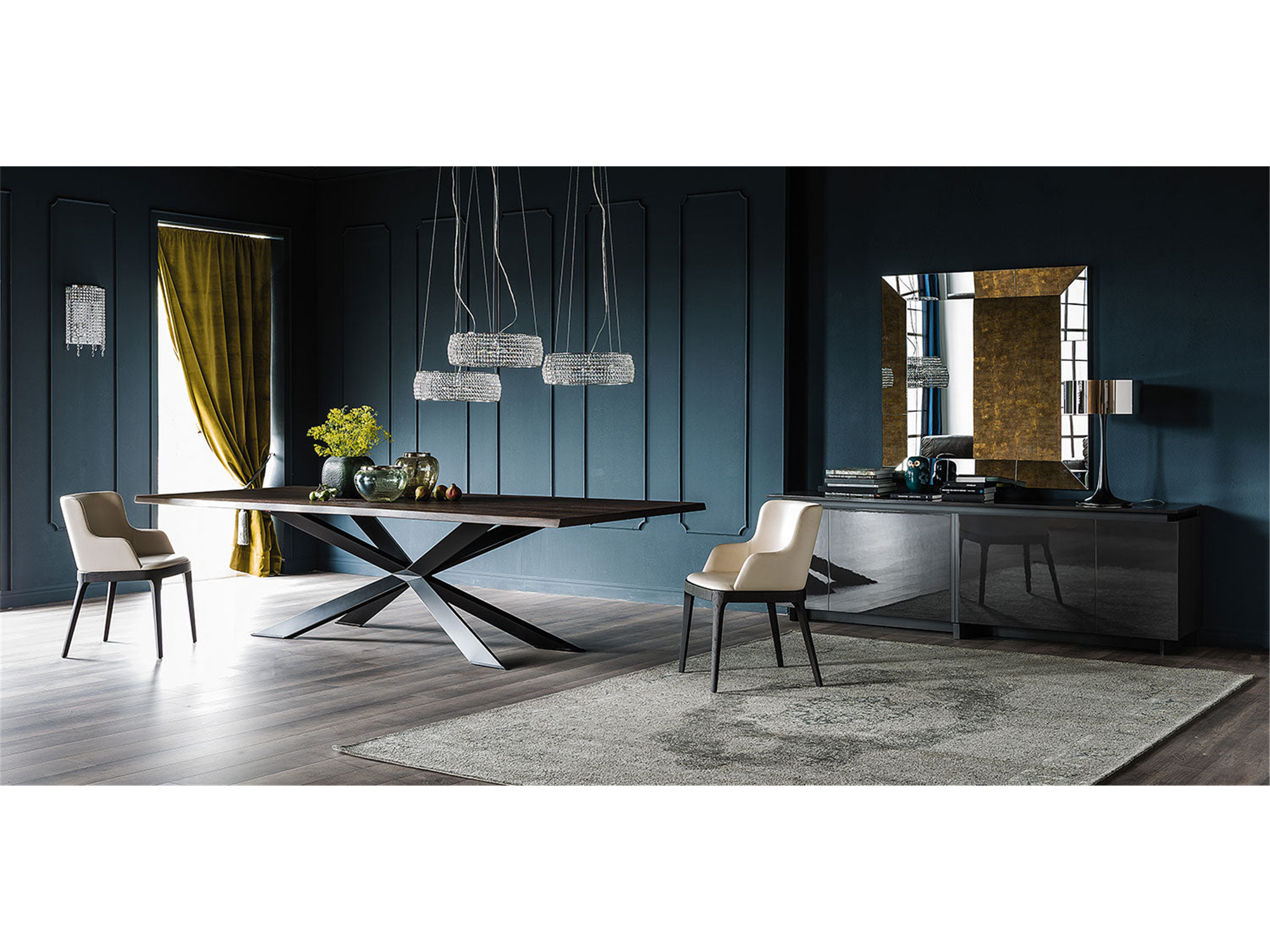 Spyder Wood Dining Table - 118"W - Euro Living Furniture