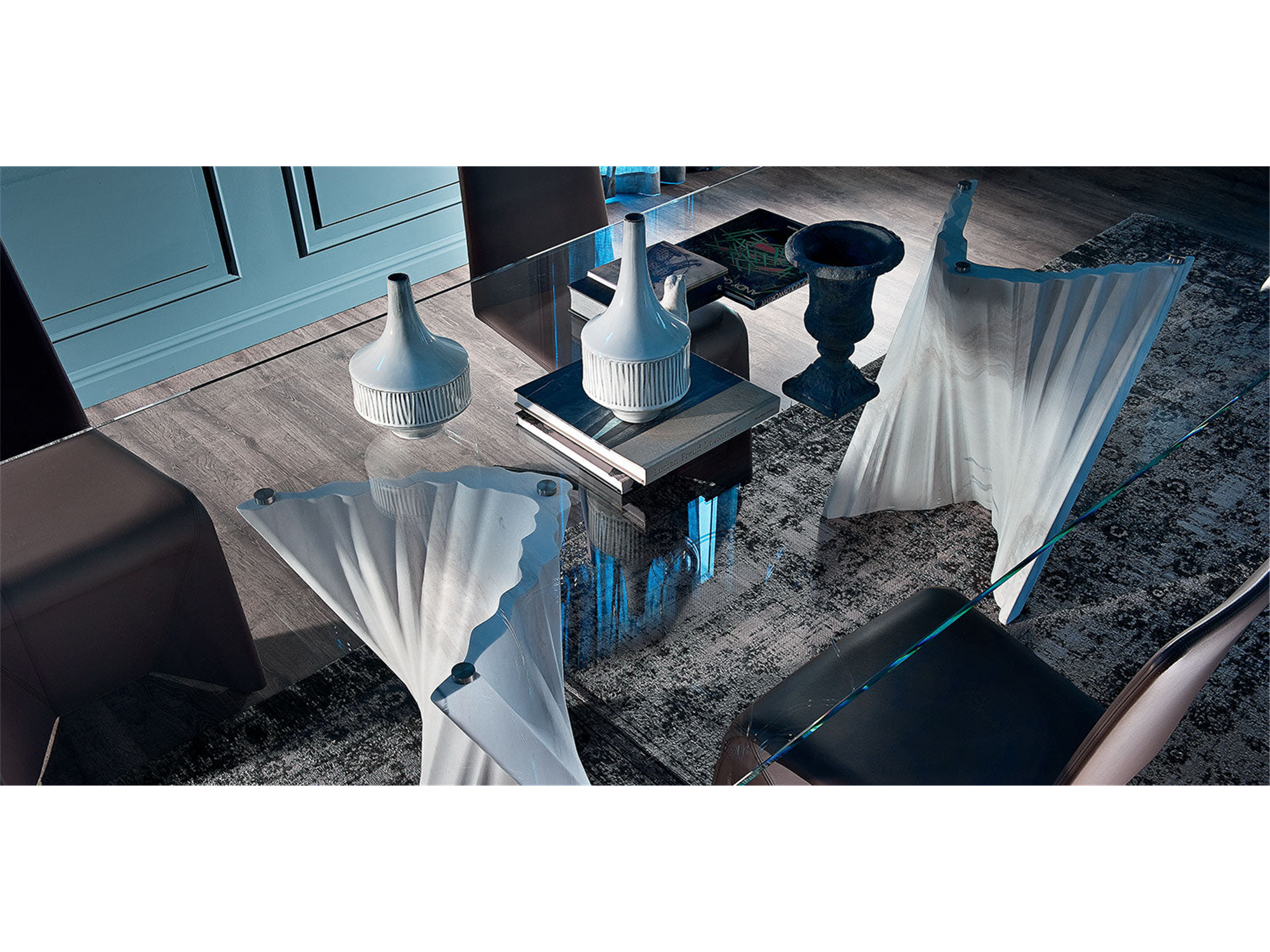 Plisset Dining Table - 118"W - Euro Living Furniture