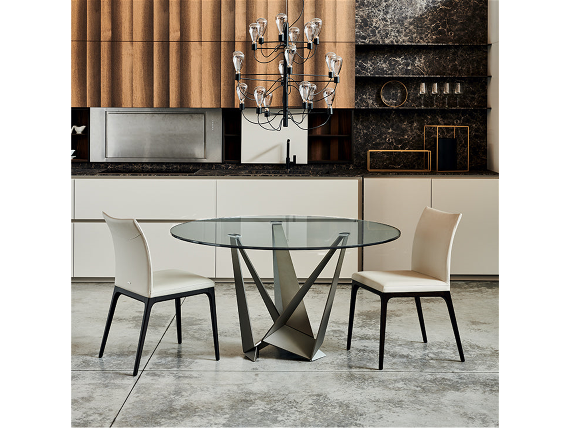 Skorpio Round Dining Table - 71"Dia - Euro Living Furniture