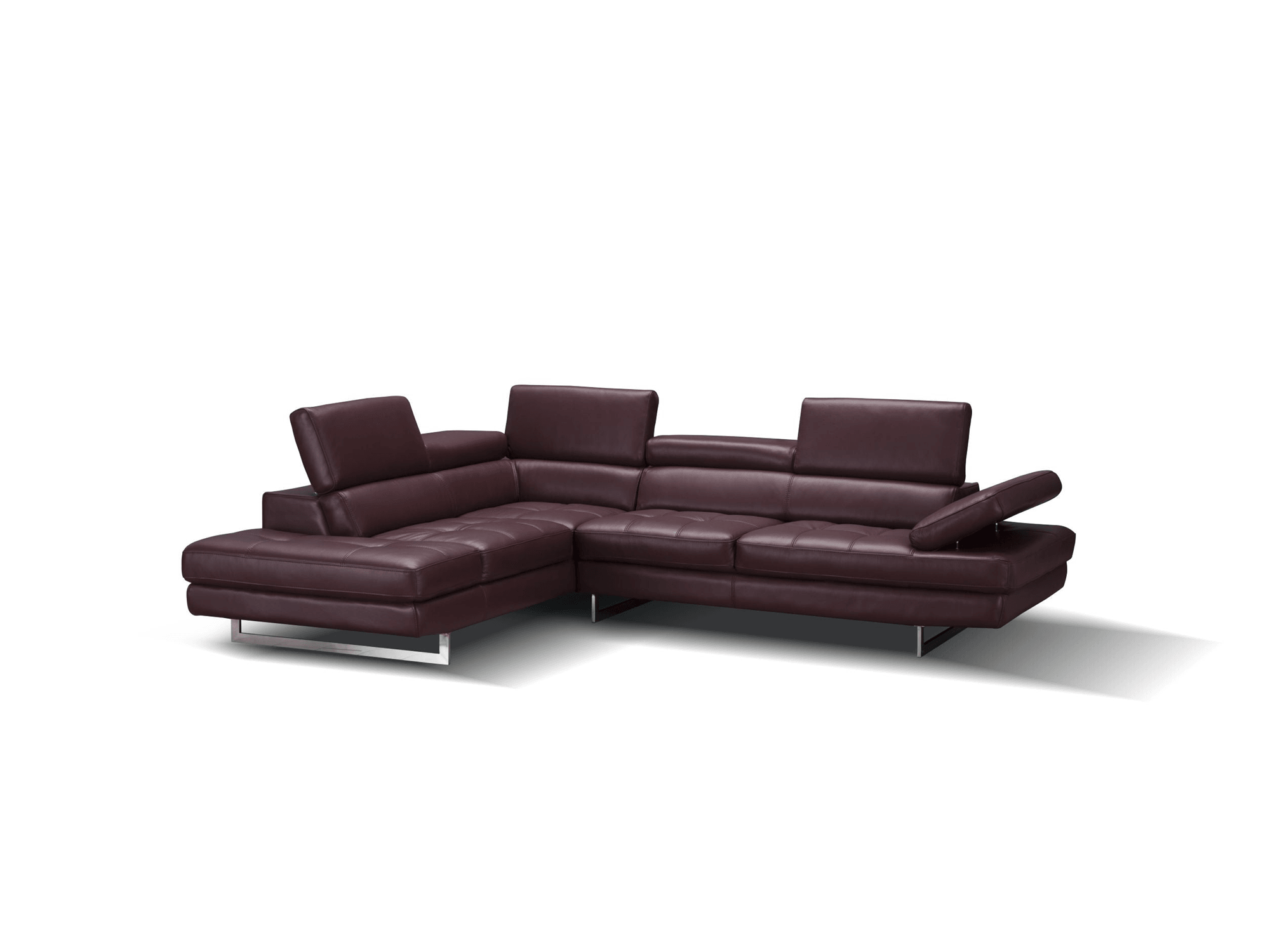 Modernology Italian Leather Sectional in Maroon - Euro Living Furniture