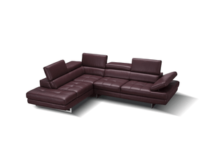 Modernology Italian Leather Sectional in Maroon - Euro Living Furniture