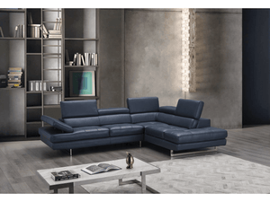 Modernology Italian Leather Sectional in Blue - Euro Living Furniture
