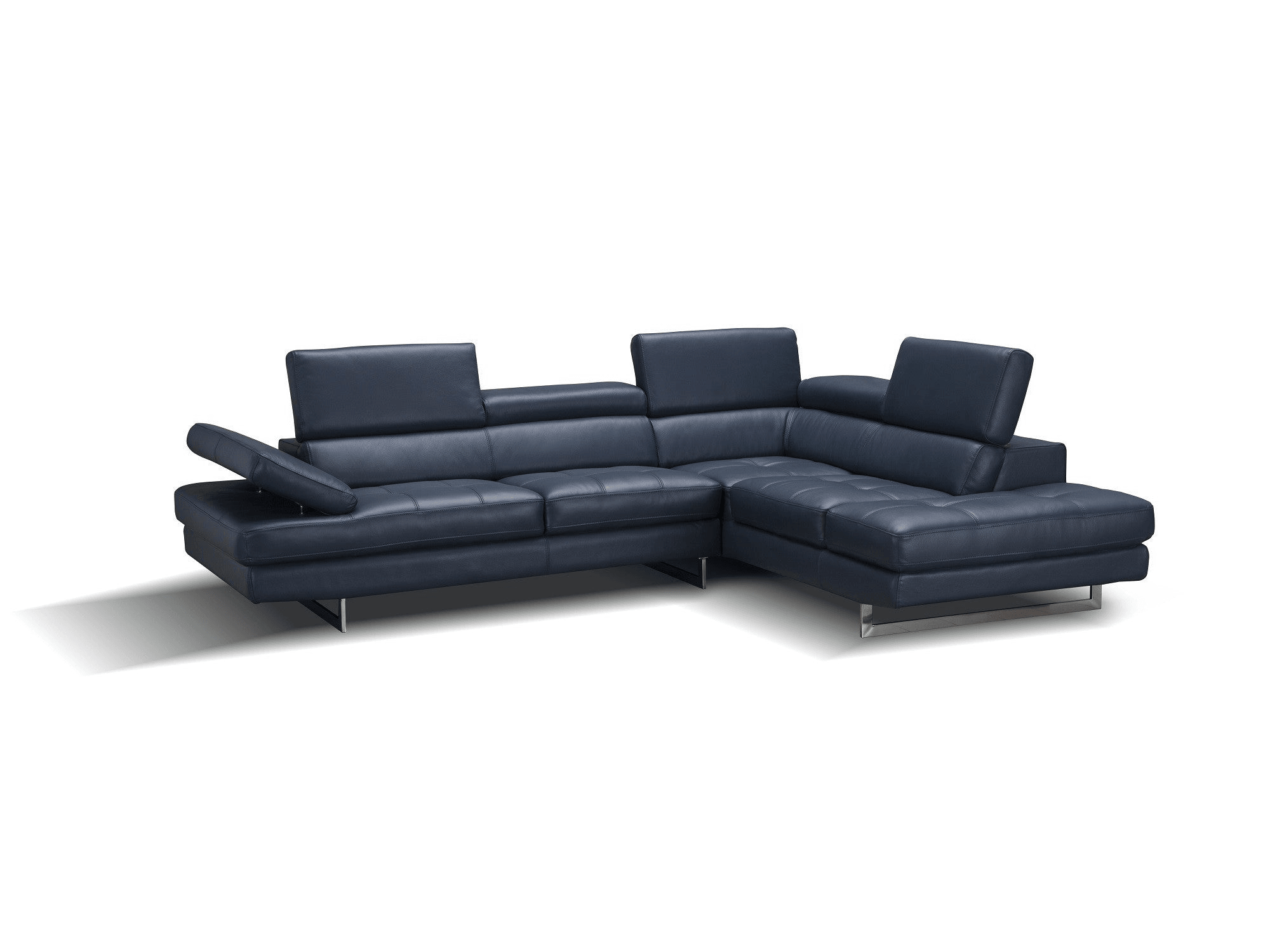Modernology Italian Leather Sectional in Blue - Euro Living Furniture