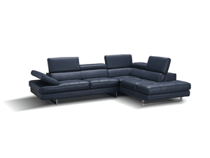 Modernology Italian Leather Sectional in Blue - Euro Living Furniture