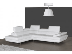 Modernology Italian Leather Sectional in Snow White - Euro Living Furniture
