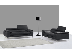 Alpha Leather Sofa Set in Black - Euro Living Furniture