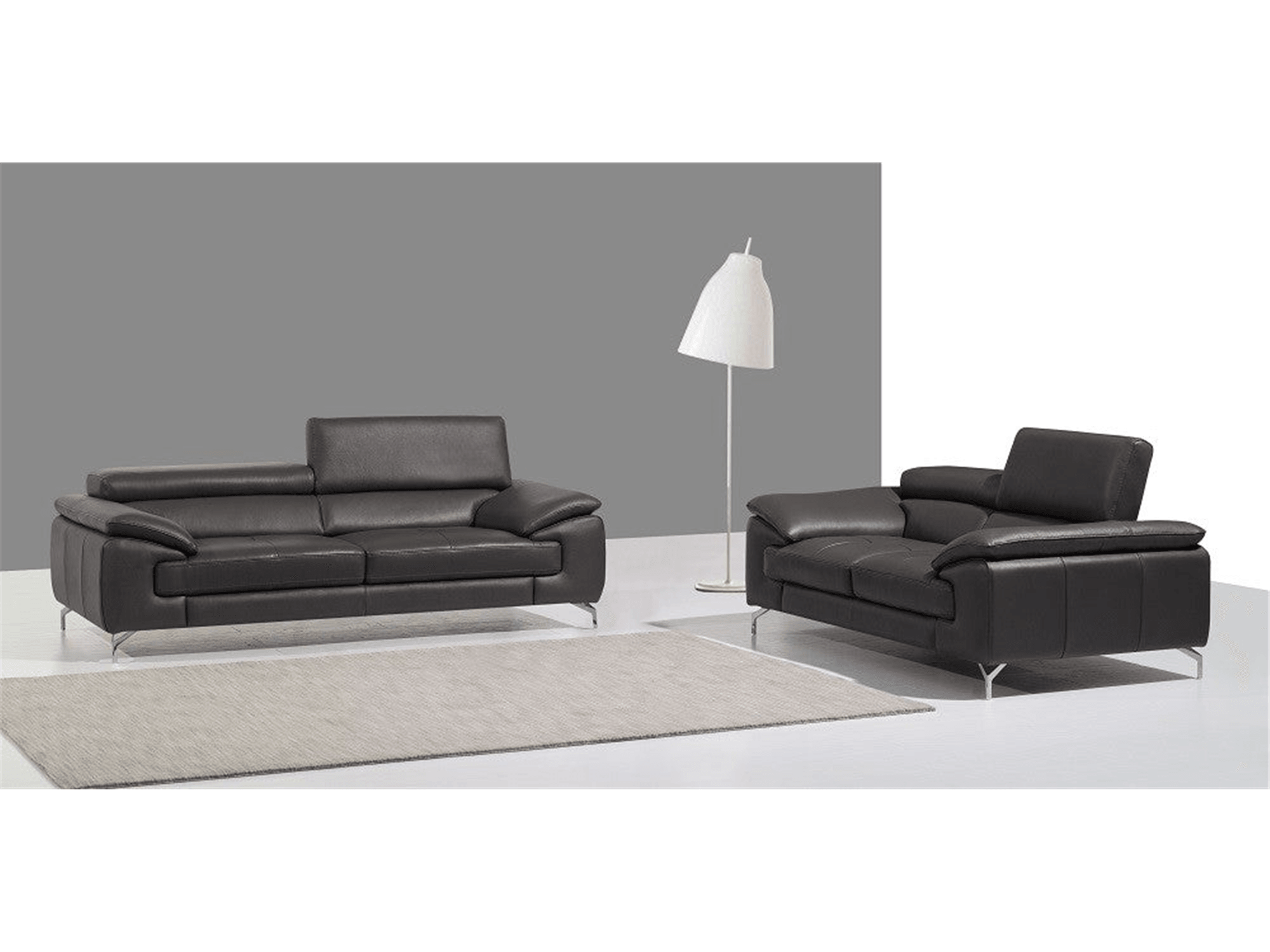 Alpha Leather Sofa Set in Black - Euro Living Furniture