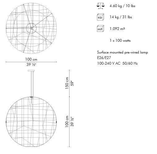 C U C ME HANGING LAMP (ROUND LARGE) - Euro Living Furniture