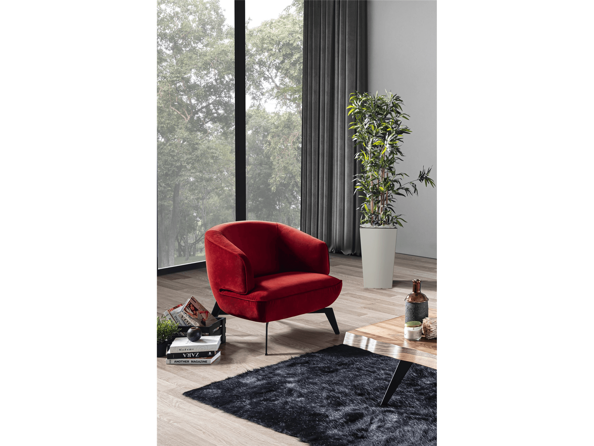 Dark red discount accent chair