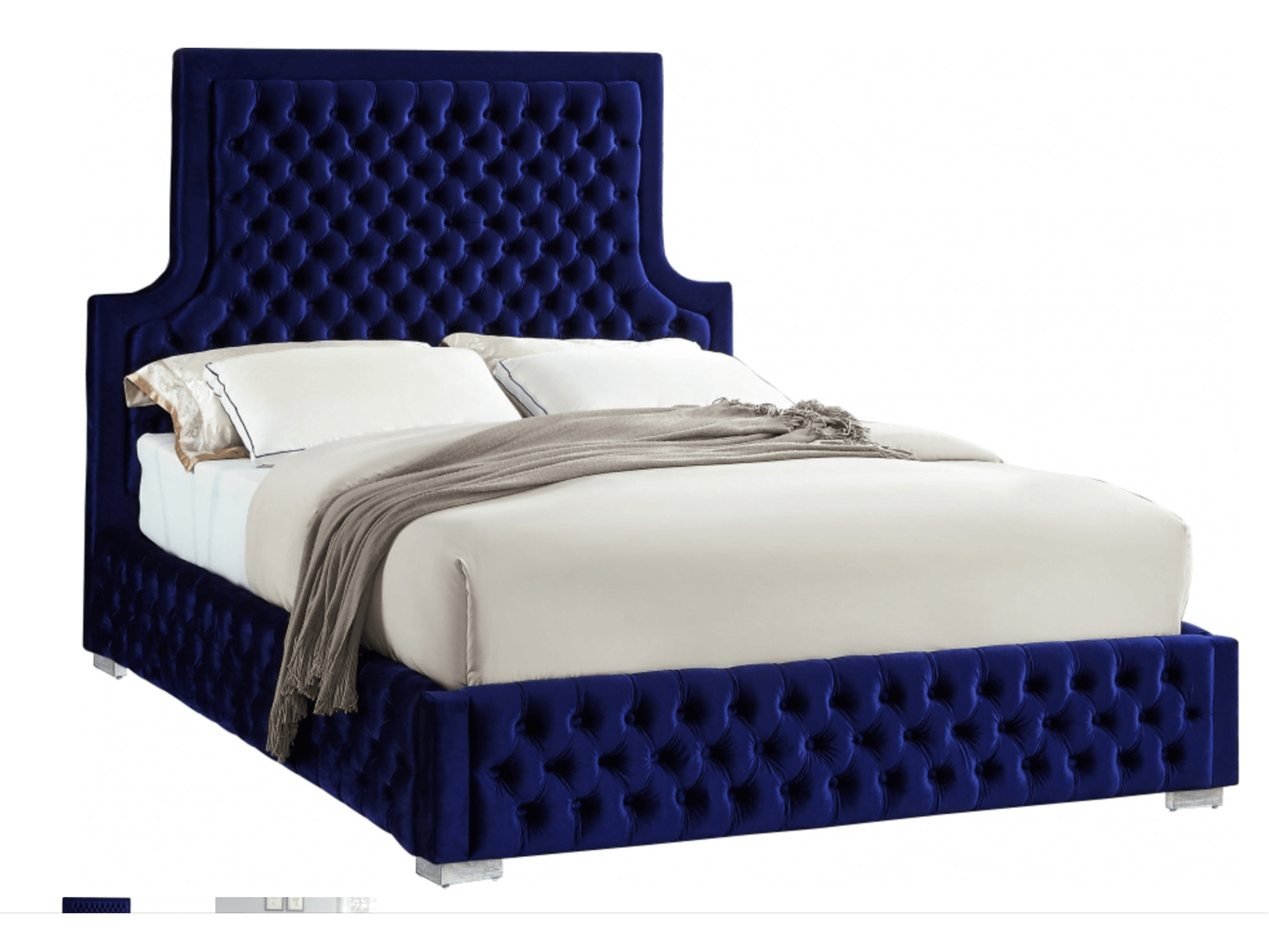 Sedoni Velvet Navy King Bed - Euro Living Furniture