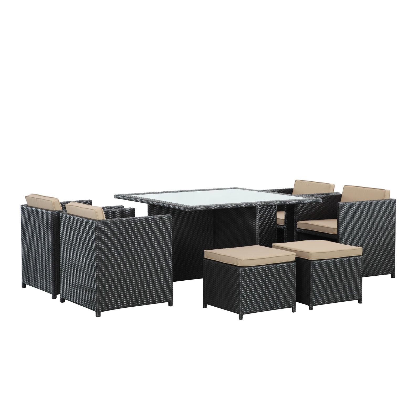 IVY 9 PIECE OUTDOOR PATIO DINING SET - Euro Living Furniture