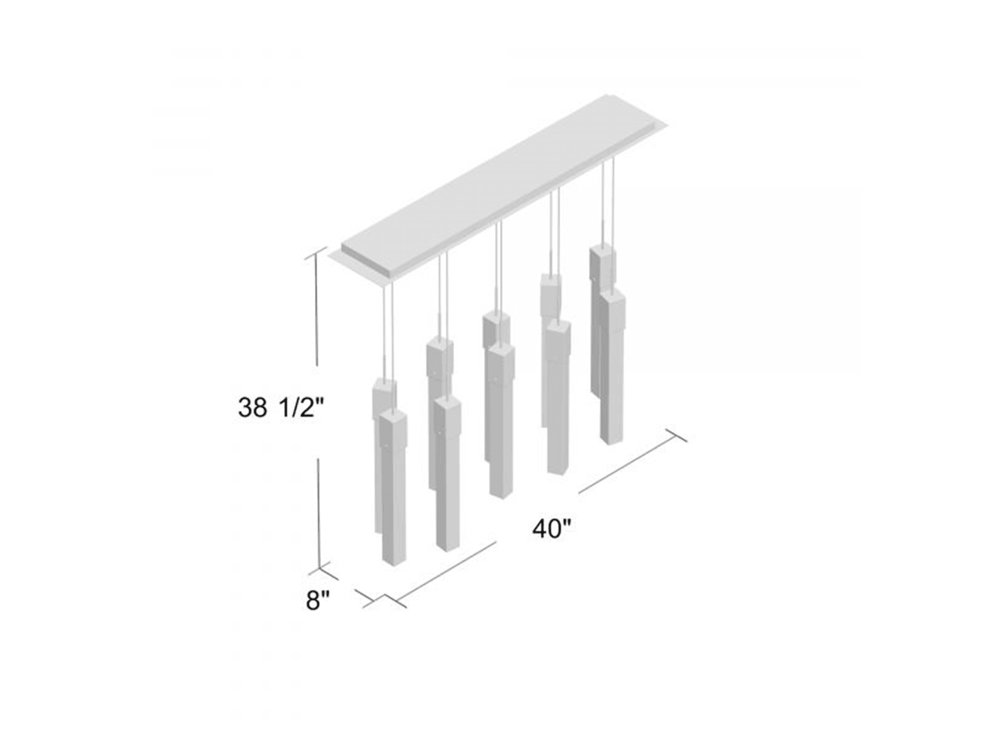 Kay Rectangle Crystal Chandelier -XL 10 Pendant Light - Euro Living Furniture