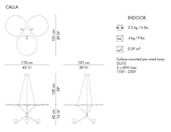FOGLIA HANGING LAMP, CALLA - Euro Living Furniture