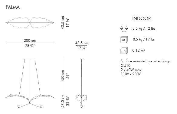 FOGLIA HANGING LAMP, PALMA - Euro Living Furniture