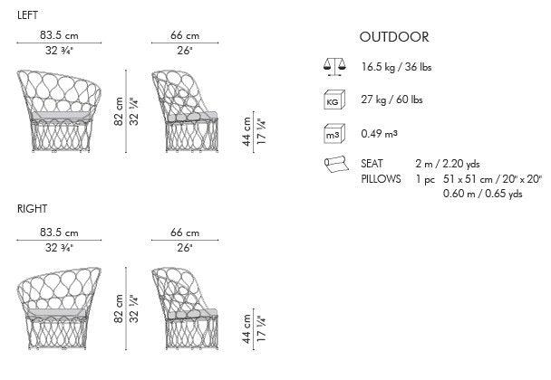 FORMA EASY ARMCHAIR, PETITE RIGHT - Euro Living Furniture