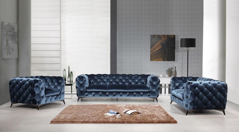 Gaetana Fabric Sofa Collection in Blue - Euro Living Furniture