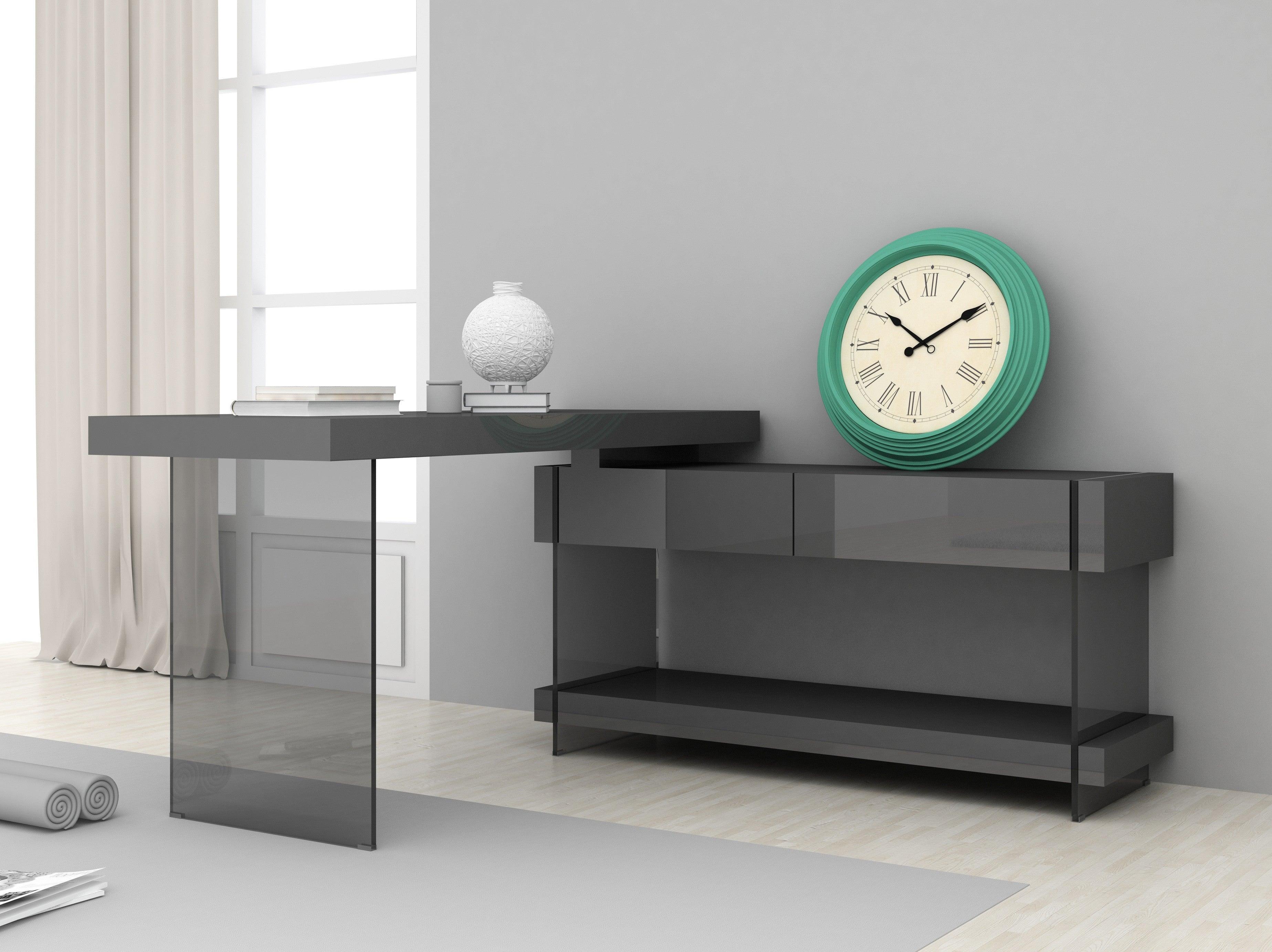Float Modern Desk in Grey High Gloss - Euro Living Furniture