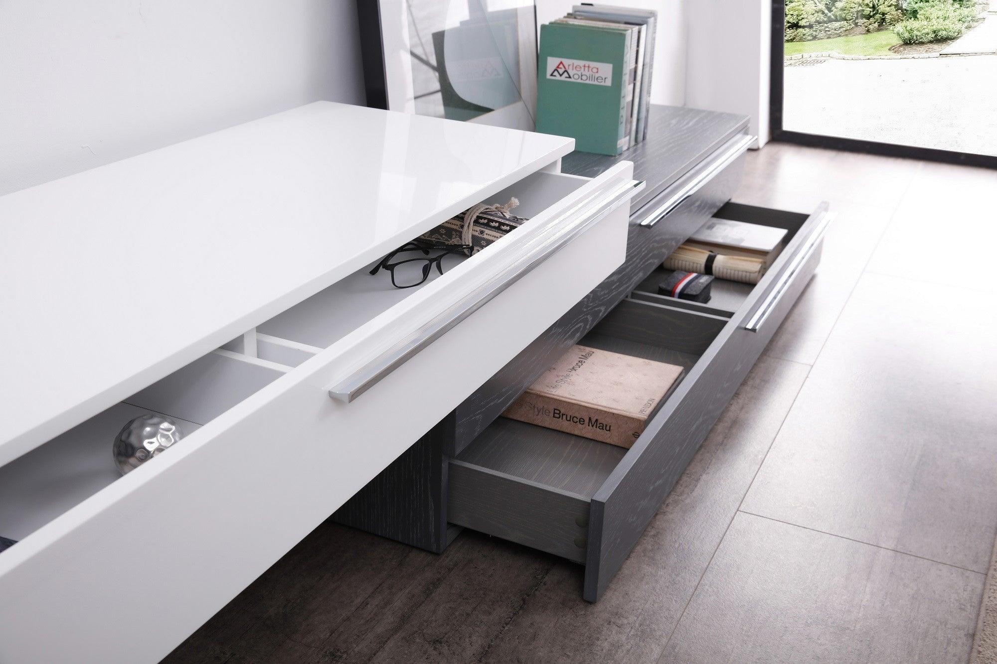 Hudley TV Base in Grey + White - Euro Living Furniture