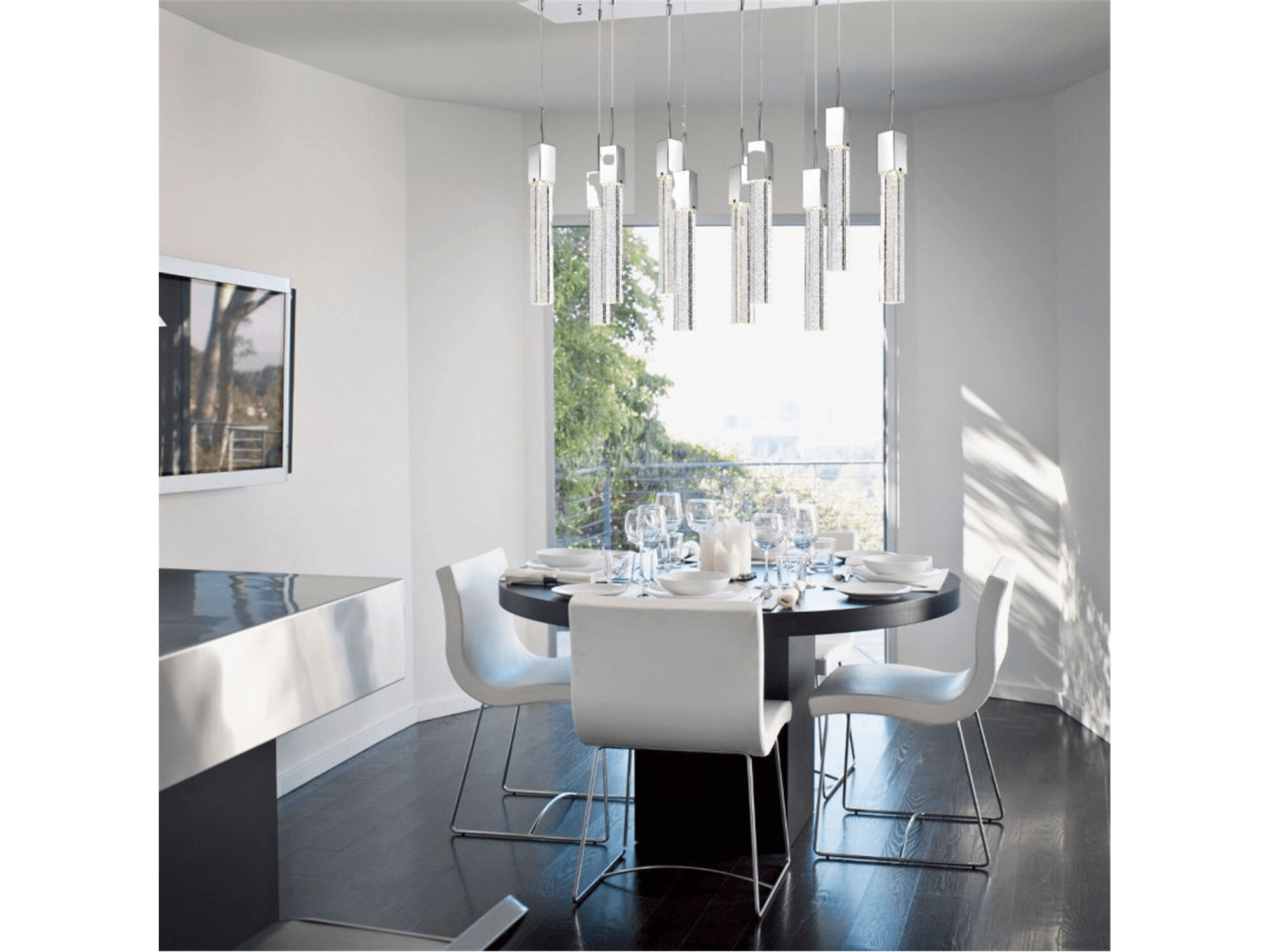 Kay Rectangle Crystal Chandelier -XL 10 Pendant Light - Euro Living Furniture