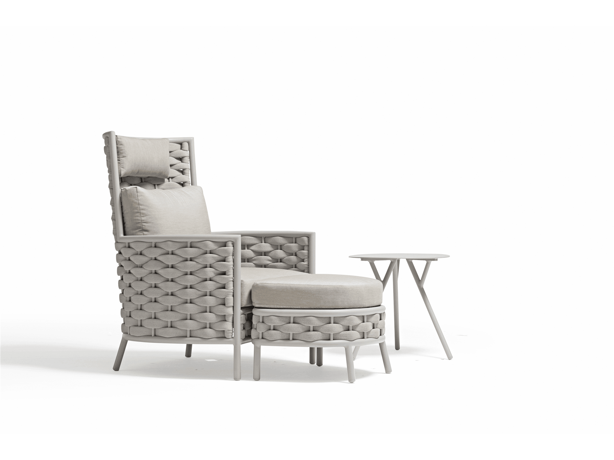 Nita Loop Ottoman in Greige - Euro Living Furniture