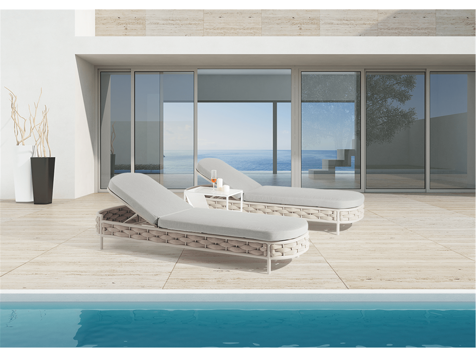 Nita Loop Chaise Lounge in Griege - Euro Living Furniture