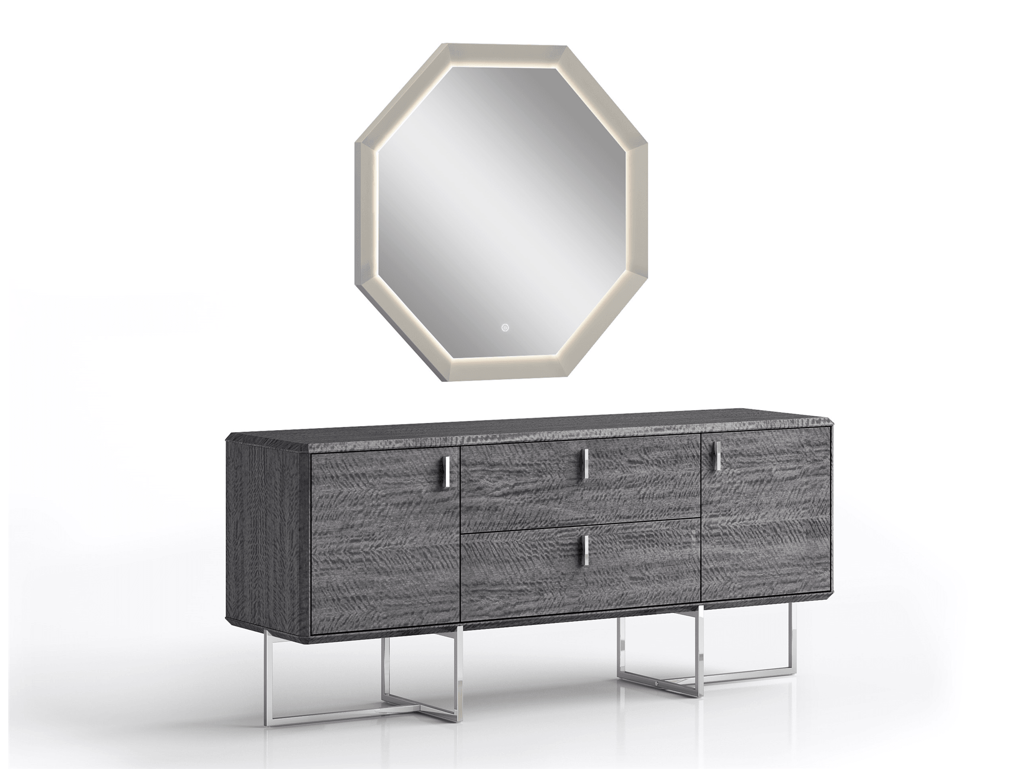 Jackson Hexagonal Mirror Grey - Euro Living Furniture
