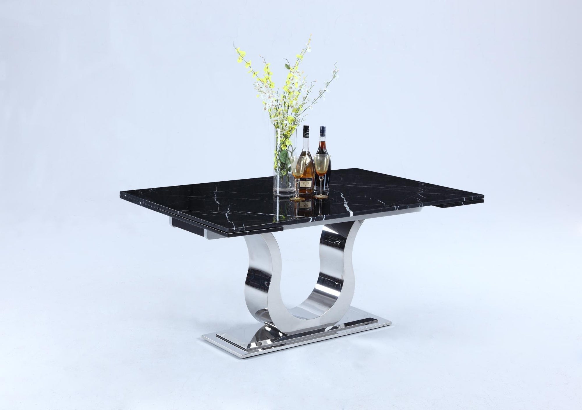 Nadine  Dining Table: Black Marble - Euro Living Furniture
