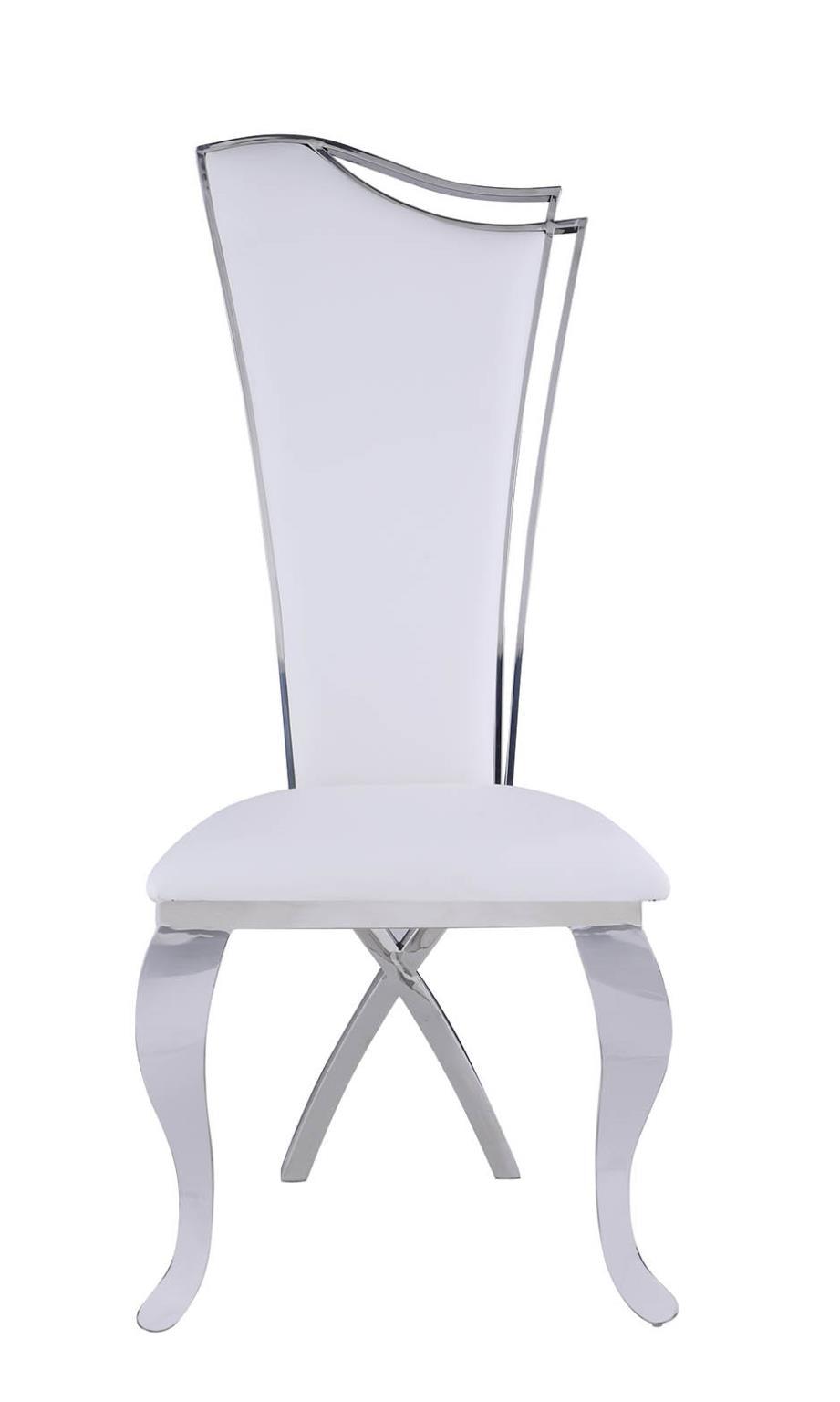 Nadine Dining chair in White Leatherette - Euro Living Furniture
