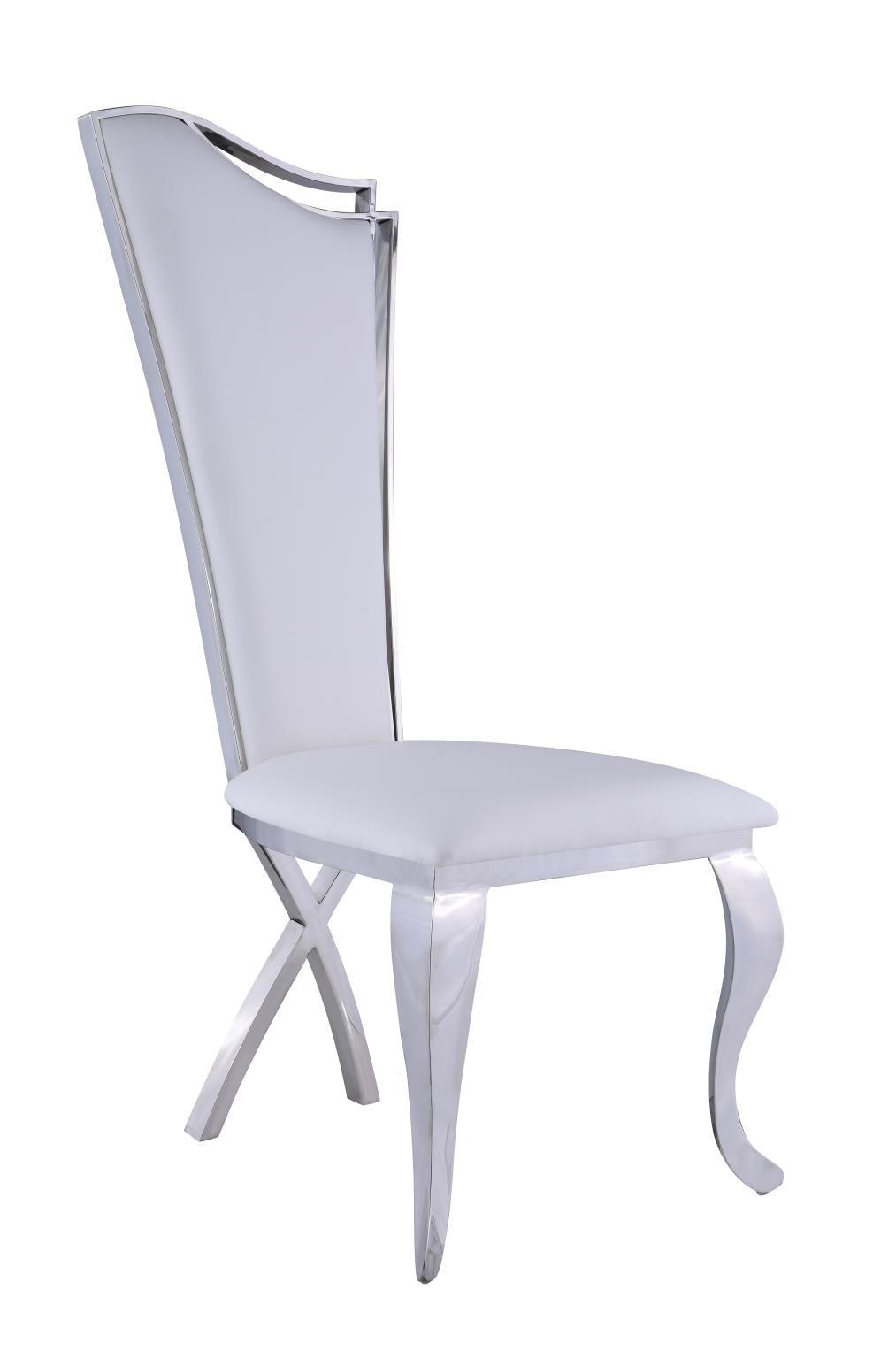 Nadine Dining chair in White Leatherette - Euro Living Furniture