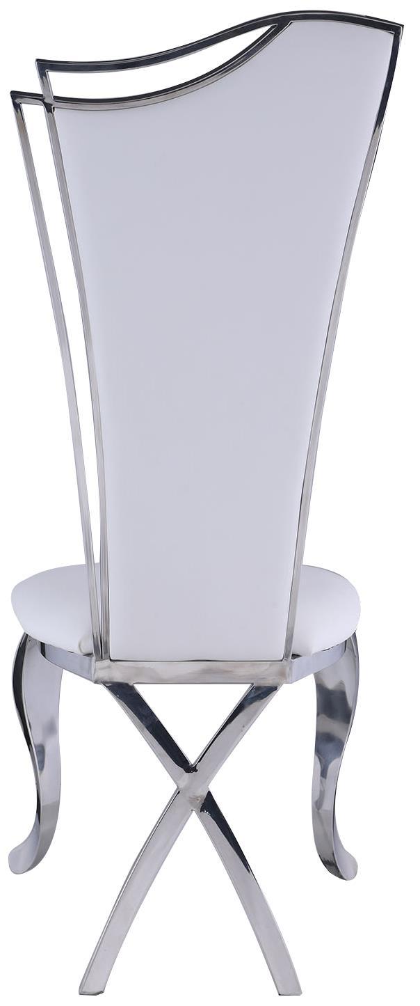 Nadine Dining chair in White Leatherette - Euro Living Furniture