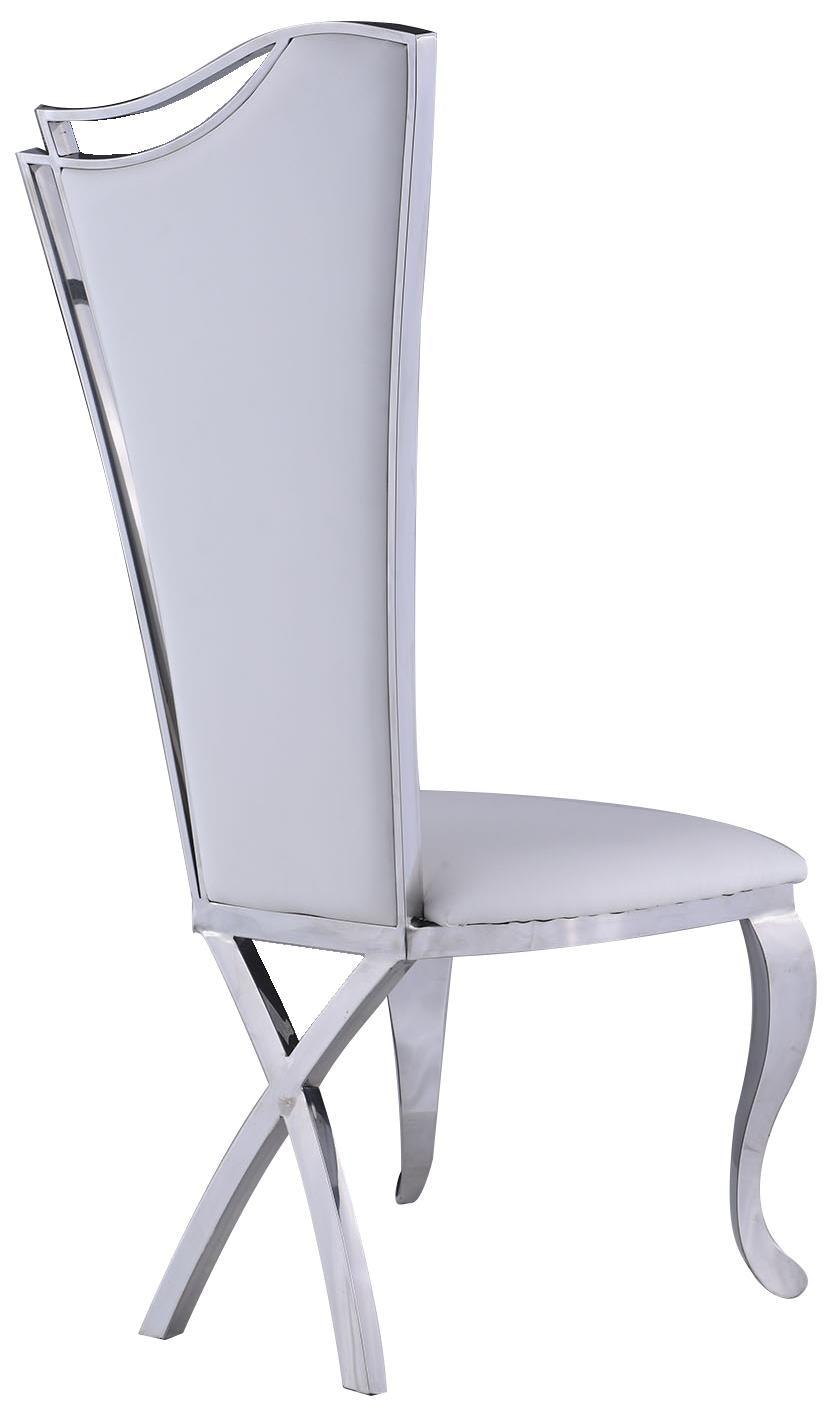Nadine Dining chair in White Leatherette - Euro Living Furniture