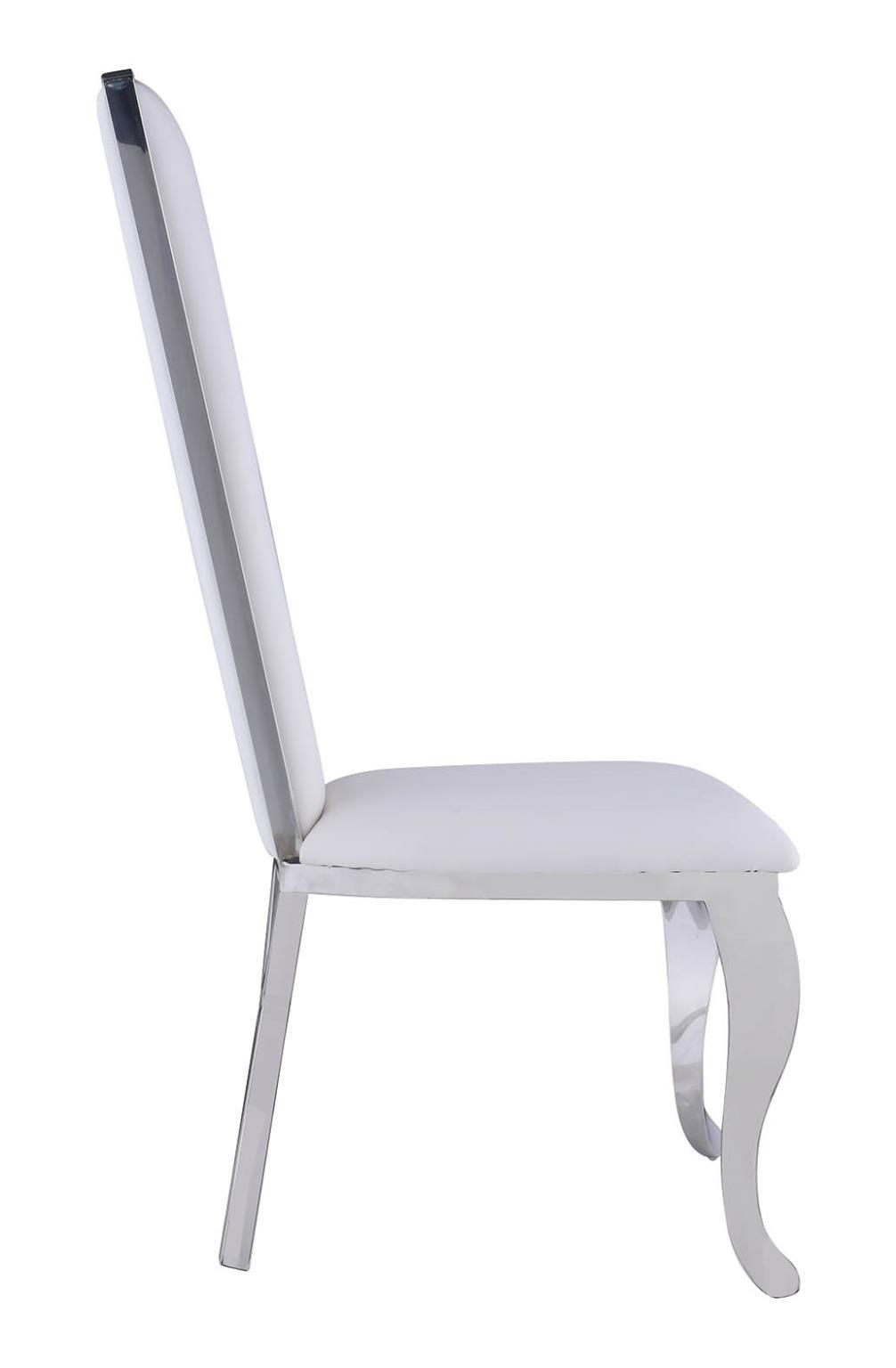 Nadine Dining chair in White Leatherette - Euro Living Furniture