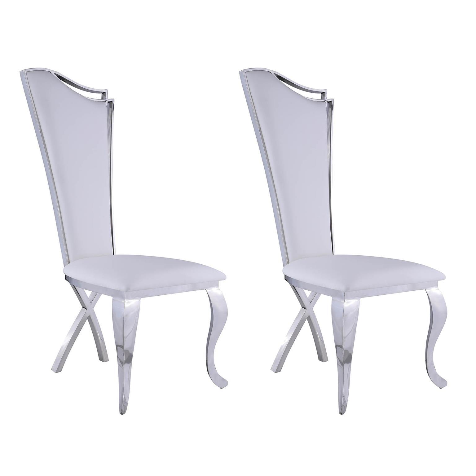 Nadine Dining chair in White Leatherette - Euro Living Furniture