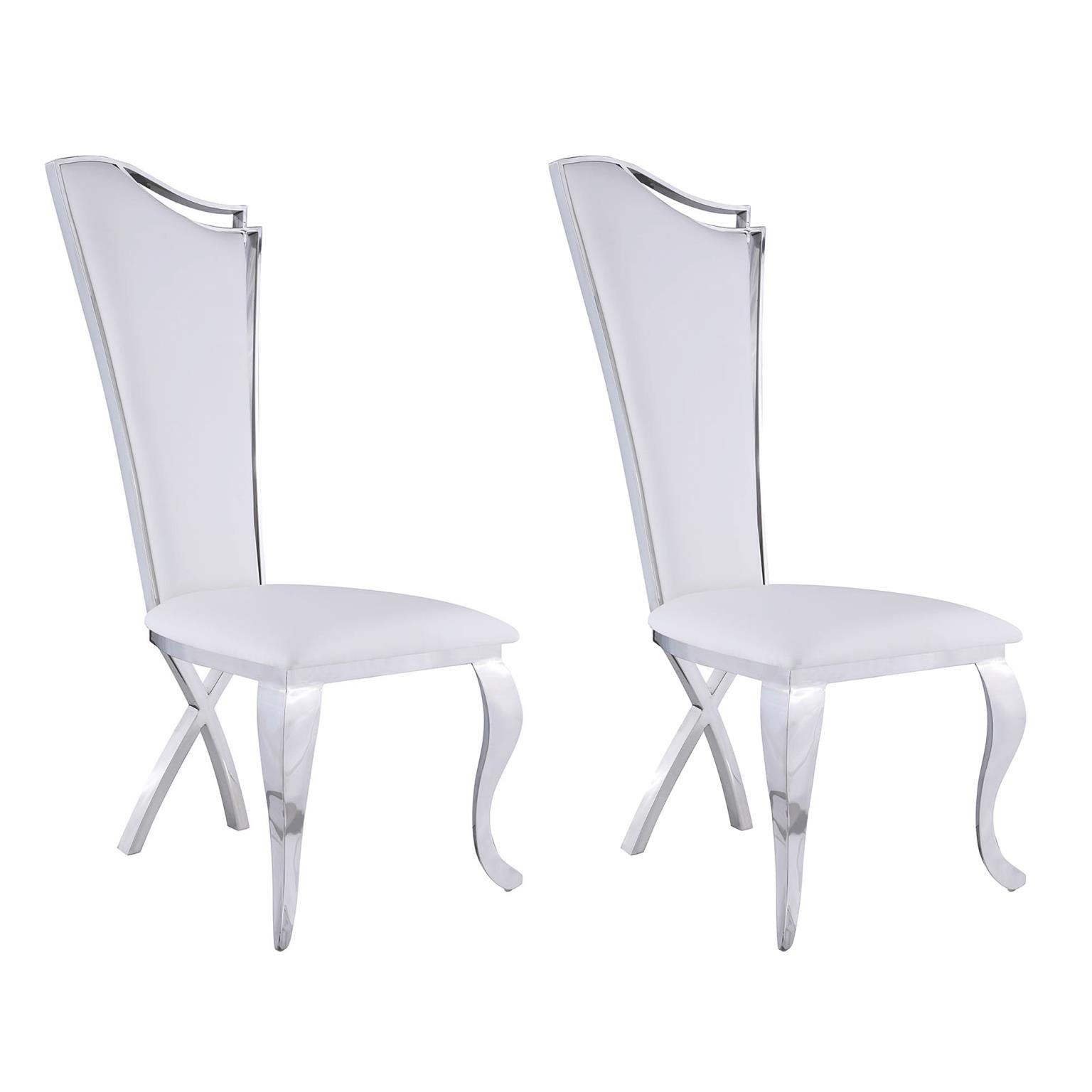 Nadine Dining chair in White Upholstery - Euro Living Furniture