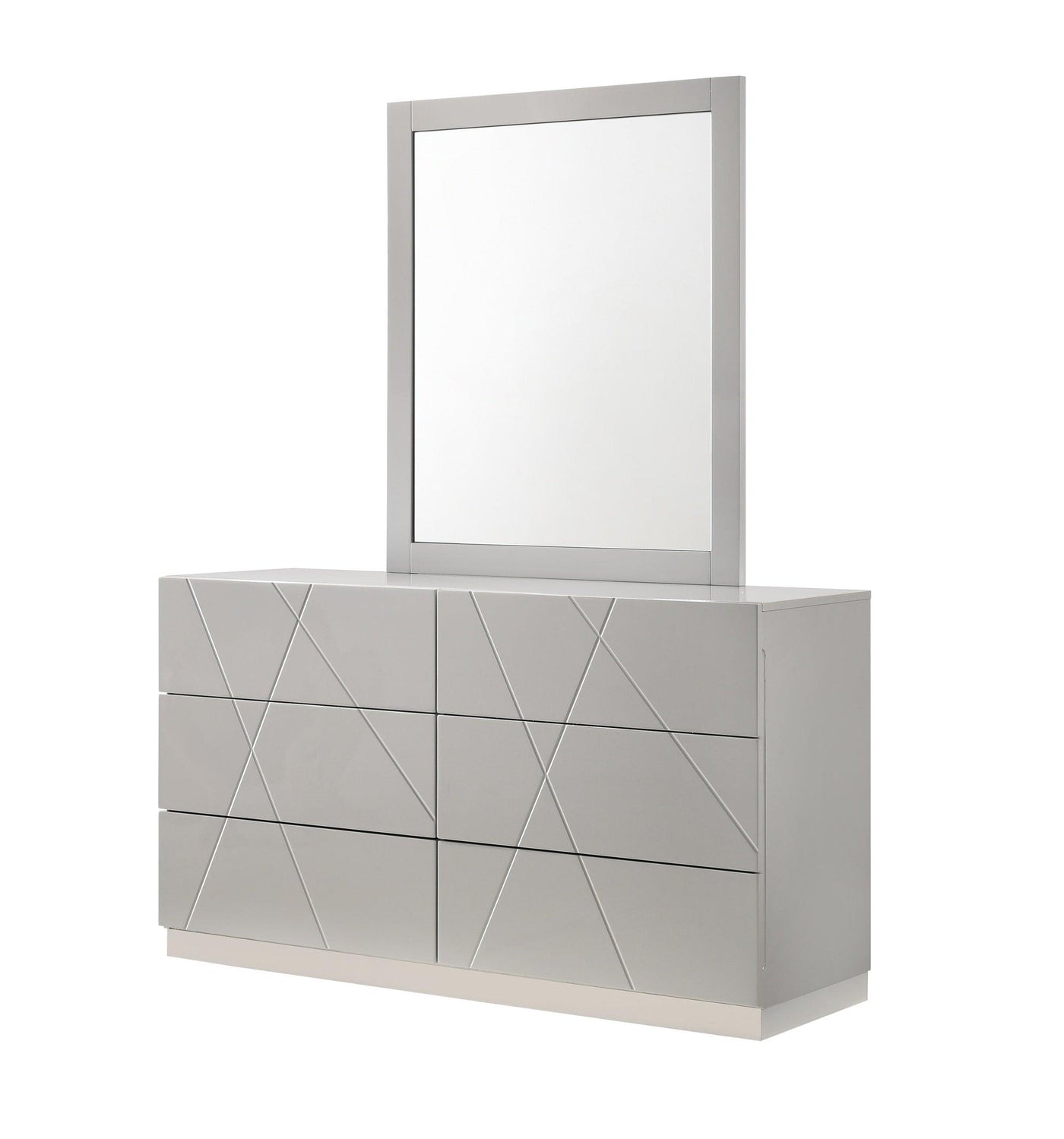 gloss grey dresser Kappesberg Jolyne 6-Drawer Horizontal Dresser, Modern Gray Bedroom Storage