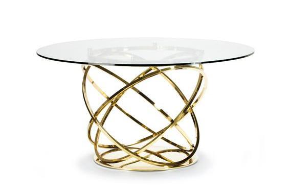 ORB 58" ROUND DINING TABLE - GOLD - Euro Living Furniture