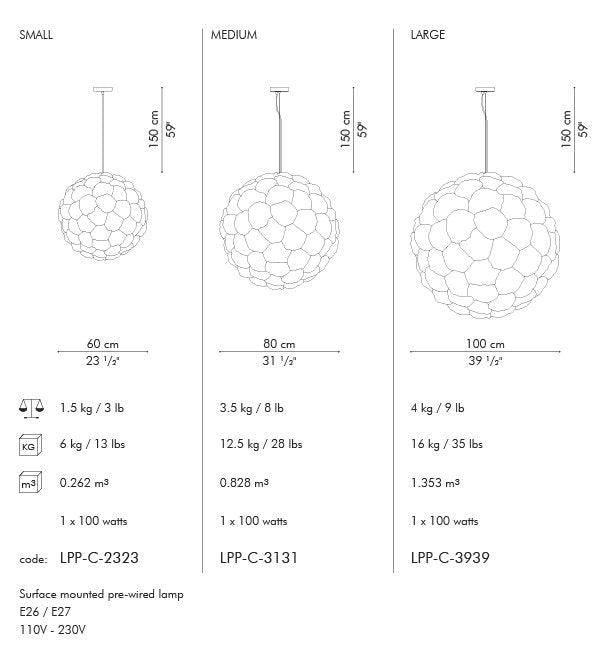POPPY HANGING LAMP, LARGE - Euro Living Furniture