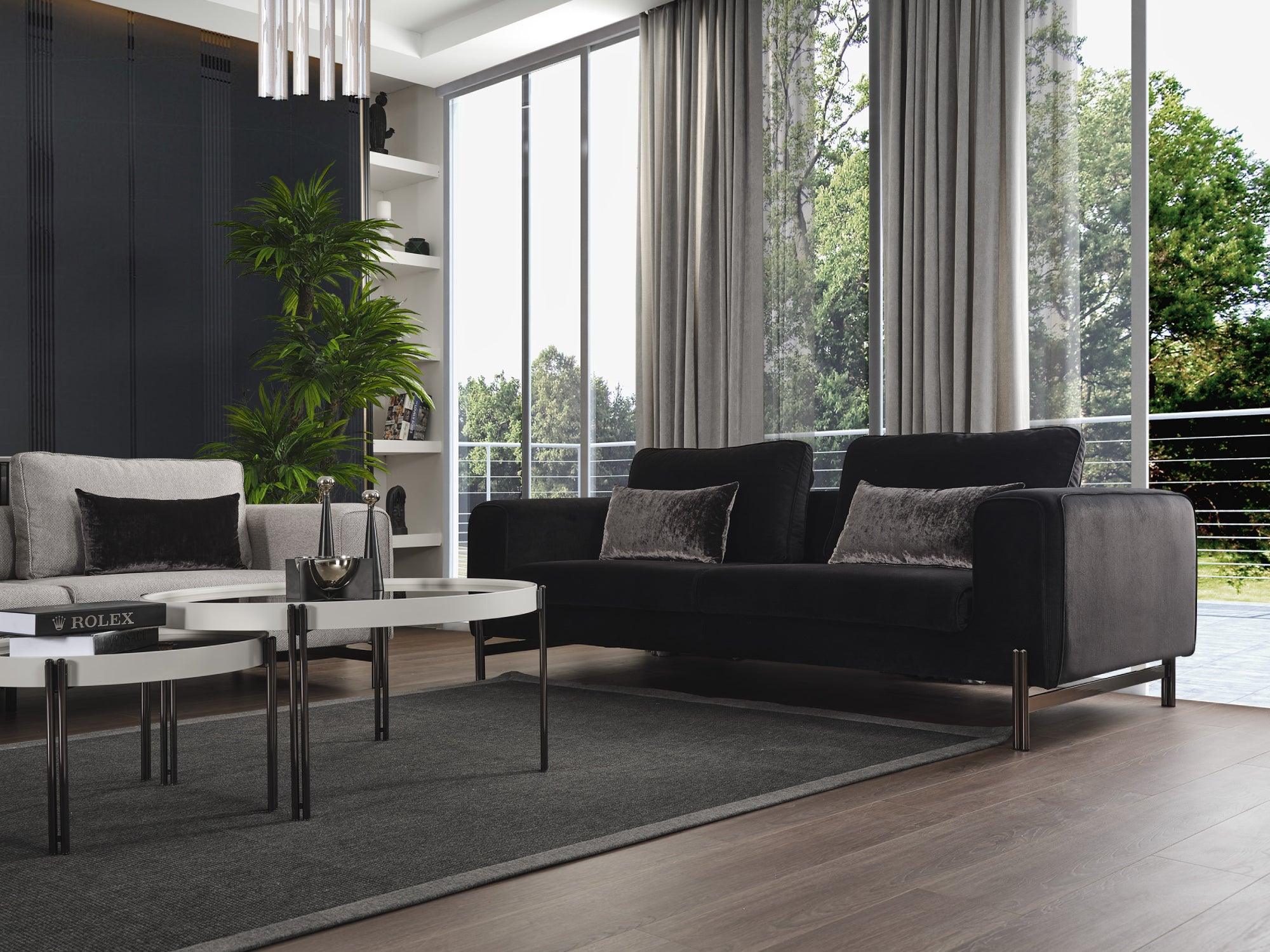 Salena Sofa Black - Euro Living Furniture