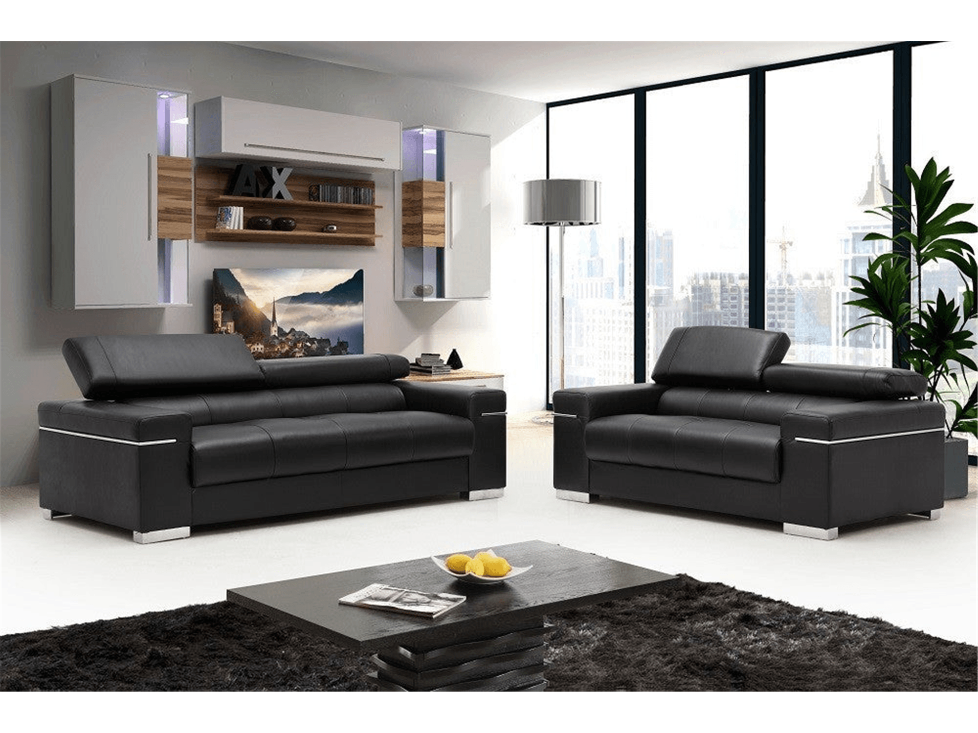 Black modern sofa deals set