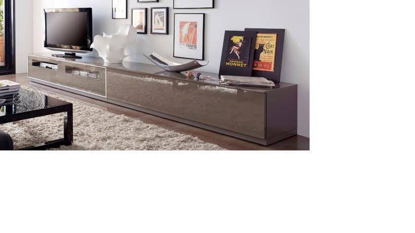 Saul 2pc TV Unit Walnut & White High Gloss Floor Model AS IS - Euro Living Furniture