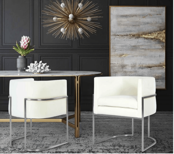 Geraldine Grey Velvet Dining Chair - Euro Living Furniture