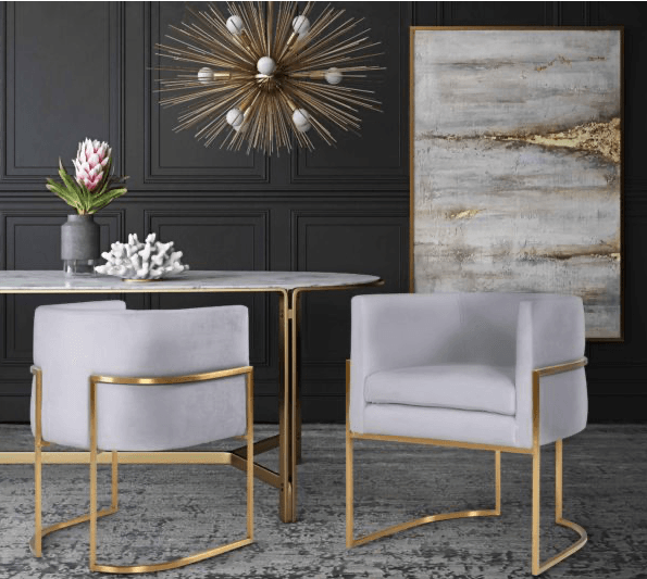 Geraldine Grey Velvet Dining Chair - Euro Living Furniture