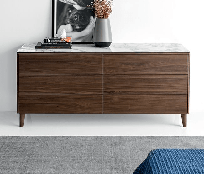 Boston Dresser w/ Marble By Calligaris in Walnut finish - Euro Living Furniture