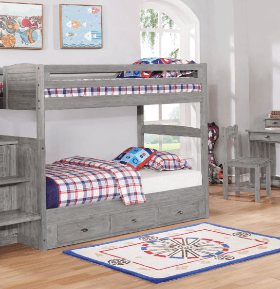 Twin over Twin bunkbed in grey wood - Euro Living Furniture