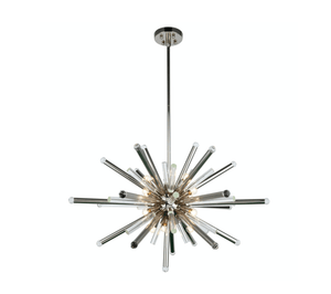 Maxwell 38" 14 light Polished Nickel Chandelier Clear Royal Cut Crystal - Euro Living Furniture