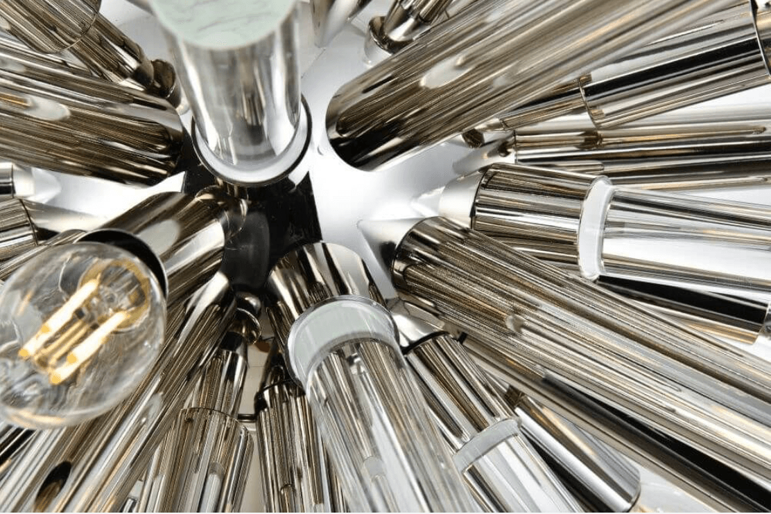 Maxwell 38" 14 light Polished Nickel Chandelier Clear Royal Cut Crystal - Euro Living Furniture