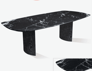 Capri Dining Table w/ Black Mable Glass - Euro Living Furniture