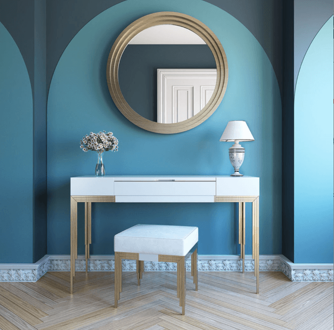 Modern Vanity set with stool and wall mirror - Euro Living Furniture