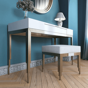 Modern Vanity set with stool and wall mirror - Euro Living Furniture