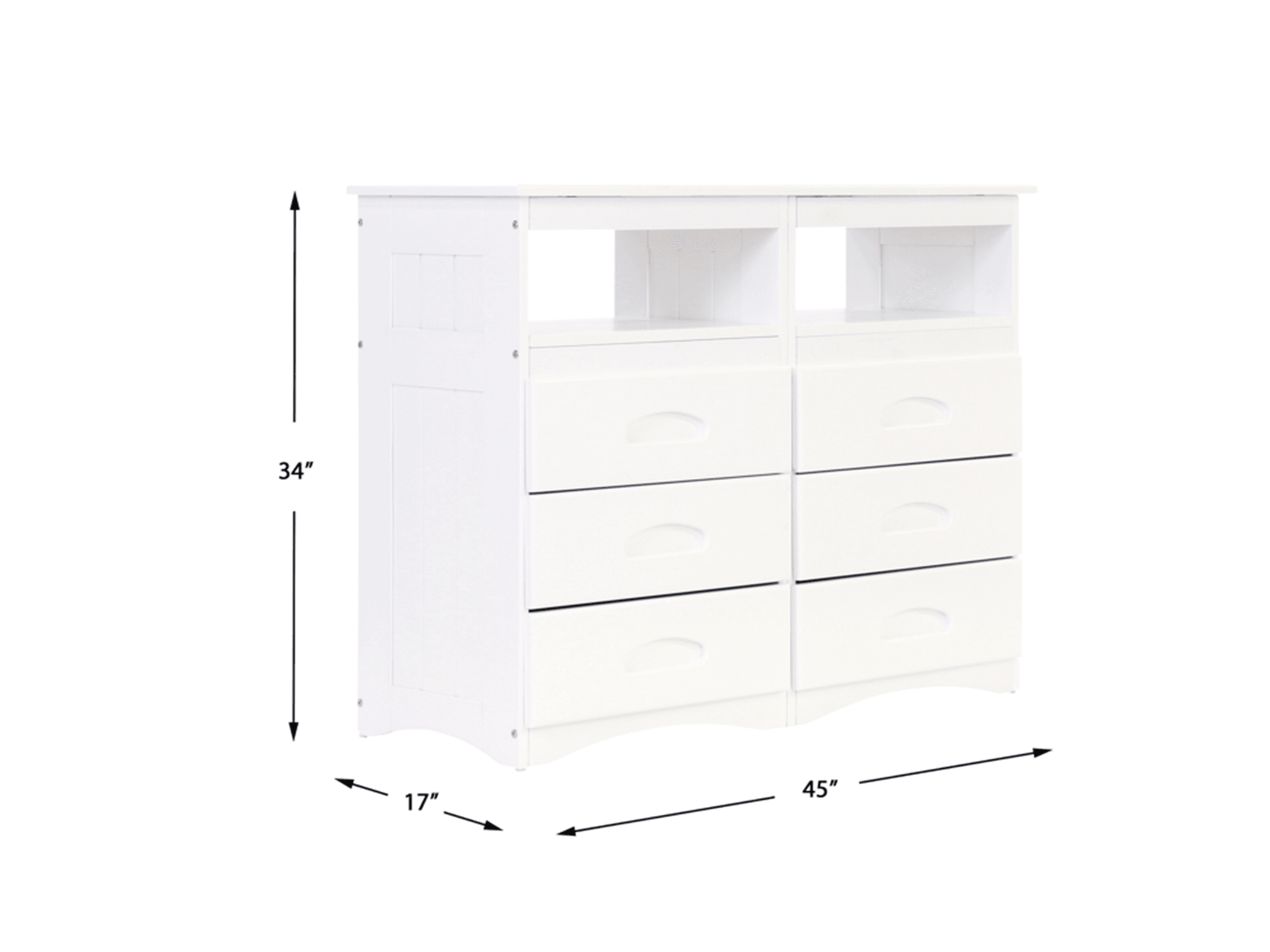 White 6 Drawer Entertainment Dresser - Euro Living Furniture